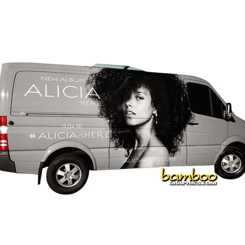 Alicia Keys vehicle wrap sprinter by Bamboo Graphics